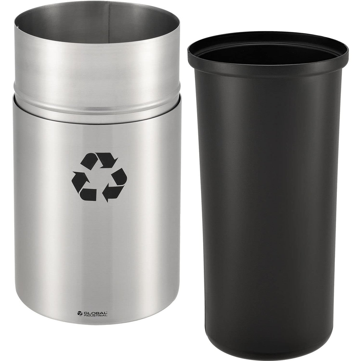 Aluminum Round Open Top Recycling Can by Global Industrial – 20.0 gallons, Aluminum, Silver, Model 240716R