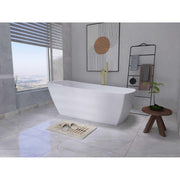 72" Soaking Single Slipper Bathtub in Glossy White/Gold by Elegant Kitchen and Bath – Acrylic, White, Model BT21272GW-BGD