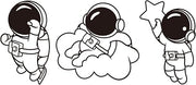 Jasscare Metal Astronaut Wall Art, Set of 3 Iron Spaceman Hanging Decor - Modern Space Theme for Kids Room Bedroom Living Room, Ideal Gift for Space Lovers