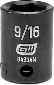 3/8" Drive Standard Impact SAE Socket 9/16" by GEARWRENCH – 1 Count (Pack of 1), Chrome Molybdenum Steel, Black, Model 84304N