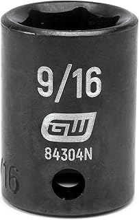 3/8" Drive Standard Impact SAE Socket 9/16" by GEARWRENCH – 1 Count (Pack of 1), Chrome Molybdenum Steel, Black, Model 84304N