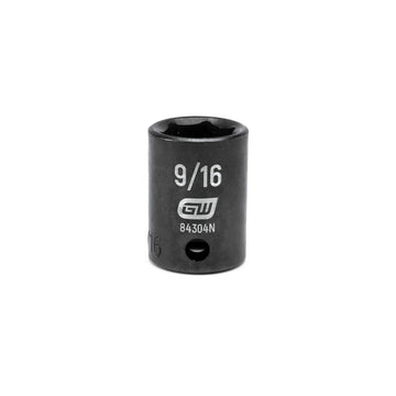 3/8" Drive Standard Impact SAE Socket 9/16" by GEARWRENCH – 1 Count (Pack of 1), Chrome Molybdenum Steel, Black, Model 84304N