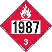 Labelmaster ZRV21987 UN 1987 Flammable Liquid Hazmat Placard, Rigid Vinyl (Pack of 25)