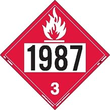 Labelmaster ZRV21987 UN 1987 Flammable Liquid Hazmat Placard, Rigid Vinyl (Pack of 25)