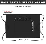 Unisex Half Bistro Server Apron by Chef Works – One Size, Polycotton, Black, 1 Pack, Model F28