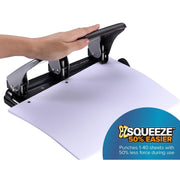 Office EZ Squeeze Heavy Duty 3-Hole Punch for Home Office & School by Bostitch – Original version(Pack of 1), Metal, Silver, Model HP40