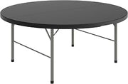 Flash Furniture 5.89-FT Round Bi-Fold Plastic Folding Table, Granite Black | Bi-Fold, Carrying Handle, Commercial Grade, Easy Storage