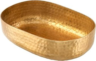 American Metalcraft ABHG69 Hammered Aluminum Entrée Basket, Oval, Gold, 48-Ounces