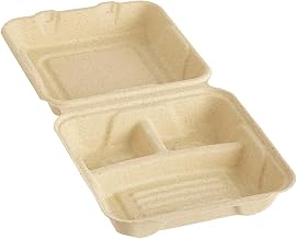 Fabri-Kal Three Compartment Fiber Compostable Container, 9" x 9" x 3" | 200/Case