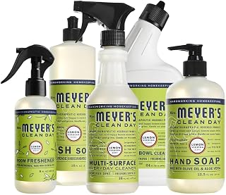 Mrs. MEYER'S Clean Day, Room Freshener, Hand Soap, Dish Soap, Multi-Surface Cleaner & Toilet Cleaner, Lemon Verbena, Variety Pack