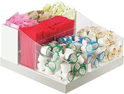 Cal Mil 3009-55 Luxe Multi-Section Condiment Organizer, 6.5" Height, 12.25" Width, 12.25" Length, Stainless Steel, White