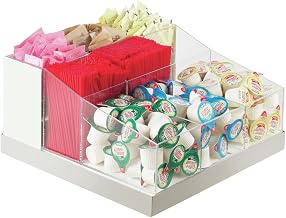 Cal Mil 3009-55 Luxe Multi-Section Condiment Organizer, 6.5" Height, 12.25" Width, 12.25" Length, Stainless Steel, White