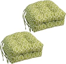 Blazing Needles 916X16US-T-4CH-OD-192 16 in. Spun Polyester Outdoor U-Shaped Tufted Chair Cushions Titan Kiwi - Set of 4