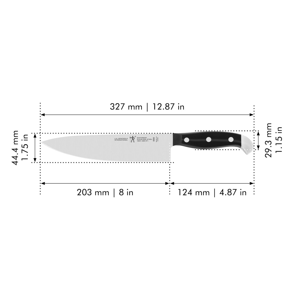 Statement Razor-Sharp 2-pc Chef Knife Set by HENCKELS – 2-pc, Stainless Steel, Black/Stainless Steel, Pack of 2, Model 13551-000