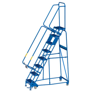 8 Step Narrow Steel Rolling Ladder by Global Industrial – Alloy Steel, Blue, Model GPL082410P