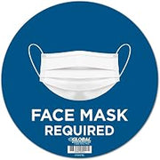 Global Industrial 12" Round Face Mask Required Wall Sign, Blue, Adhesive