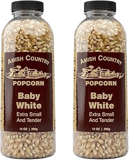 Amish Country Popcorn 2-14 oz Bottles | Baby White Popcorn Kernels | Old Fashioned, Non-GMO and Gluten Free (2-14 oz Bottles)