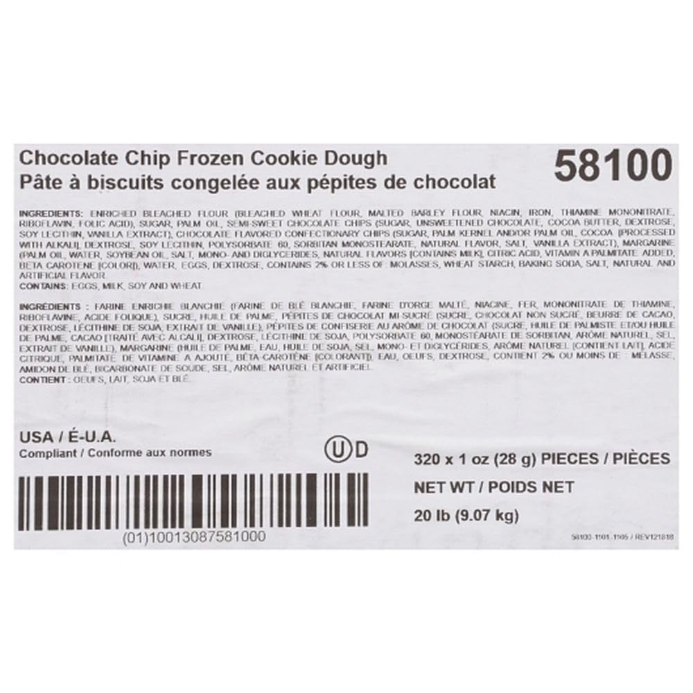 Otis Spunkmeyer Chocolate Chip / 0 Ounce (Pack of 320) / Brown, Yellow, Golden Cookie Dough