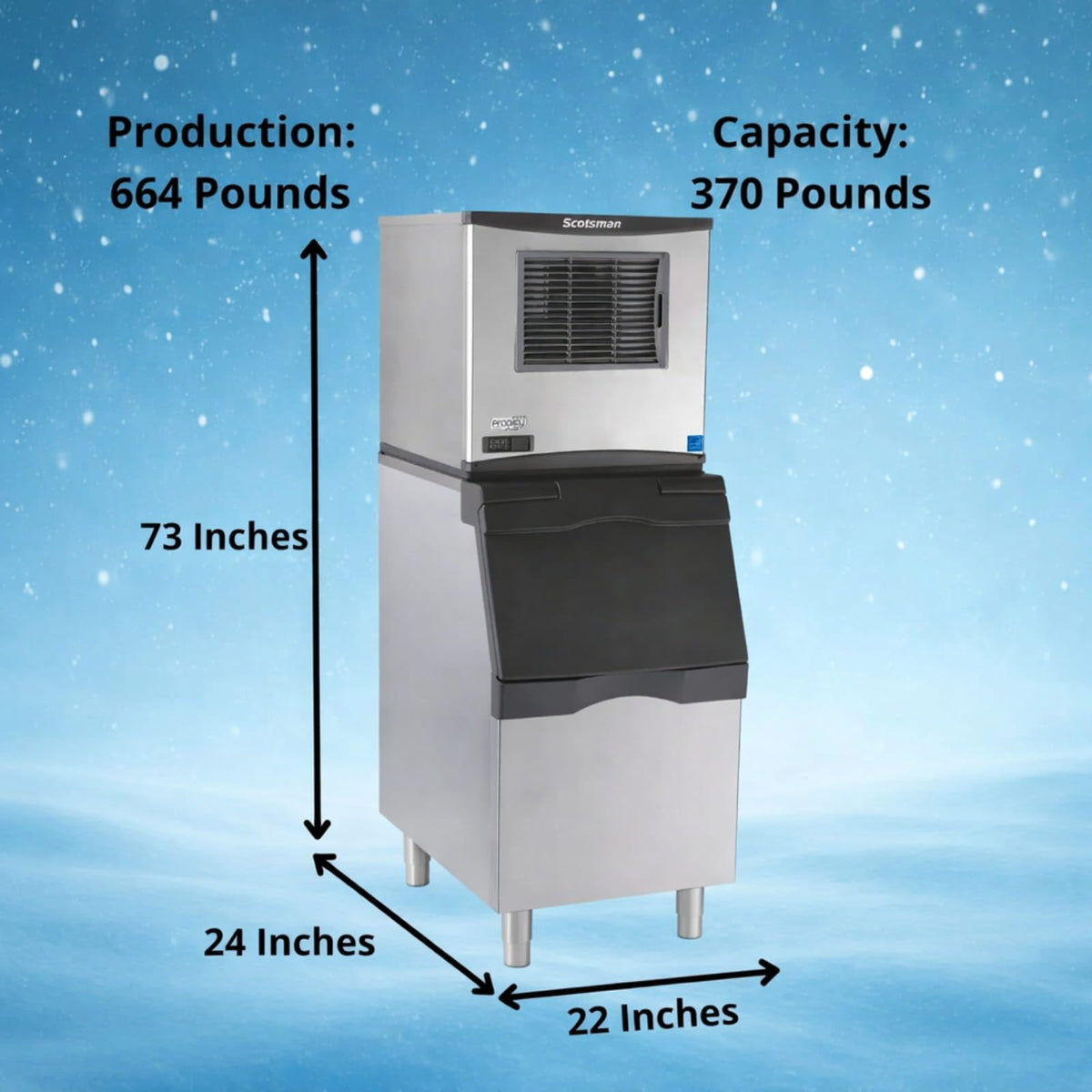 Scotsman 644 lb / Day - 370 lb Storage / 370.0 pounds / 1 Ice Makers