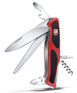 Ranger 55 Grip Swiss Army 12 Functions Pocket Knife by Victorinox – 3.4", Red/Black, Model 0.9563.C