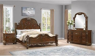 Isabella Cherry Brown 4-Piece Bedroom Set, Queen