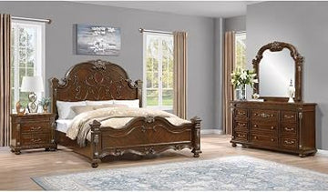 Isabella Cherry Brown 4-Piece Bedroom Set, Queen