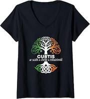 Women's Curtis Irish Family Name Celtic Irish Roots V-Neck T-Shirt