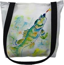 Betsydrake TY064S 13 x 13 in. Yellow Perch Tote Bag - Small