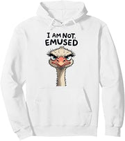 I Am Not Emused Funny Emu Ostrich Pun Sarcastic Bird Pullover Hoodie