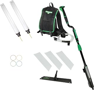 UNGER Commercial Excella™ Floor Finishing Kit, 18" – Ergonomic Microfiber Mopping System with Adjustable S-Curve Pole, Onboard Liquid Dispensing, and Backpack Reservoir – EFKT3