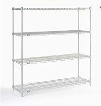 Nexel 5 Tier Silver Epoxy Wire Shelving Starter Unit, 54" W x 21" D x 74" H