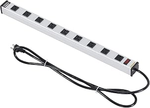 Global Industrial 25" 9 Outlet Aluminum Power Strip with 6-ft Cord ETL/cETL