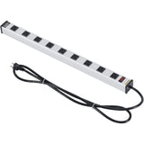 25" 9 Outlet Aluminum Power Strip with 6-ft Cord ETL/cETL by Global Industrial – 25.8"L x 1.9"W x 1.8"H, Aluminum, Silver, Model LTS-25-9-6FT