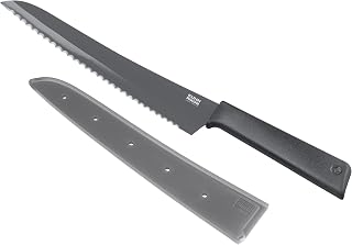 Kuhn Rikon Colori+ Non-Stick Bread Knife with Safety Sheath, 32.5 cm, Grey