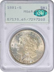 1881 S Morgan Dollar, CAC Verified PCGS MS65