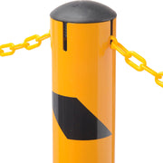 Global Industrial Steel Safety Bollard W/Chain Slots – Removable Base & Cap, 36"H x 4-1/2"D