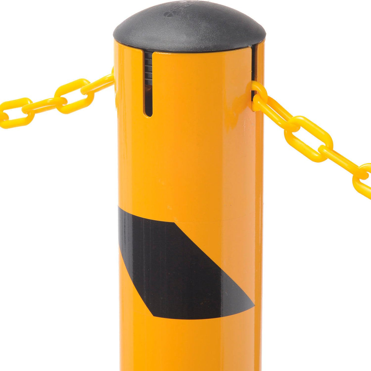 Global Industrial Steel Safety Bollard W/Chain Slots – Removable Base & Cap, 36"H x 4-1/2"D