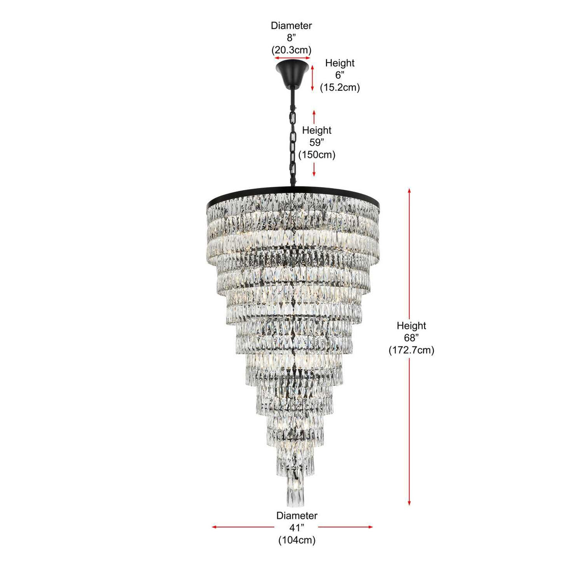 Josephine 61 Light Chandelier Black by Lighting Design – Iron and Crystal, Black