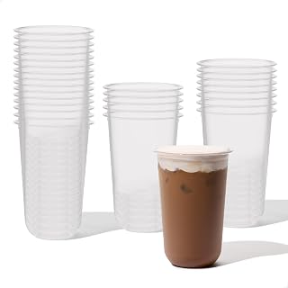 TOSSWARE GO 20oz Rounded Bottom PET Arc Cup - Premium Quality Food Safe - Clear U-Shape Plastic Cups - Disposable & Recyclable - Perfect for Parties, Home & Office - Set of 100
