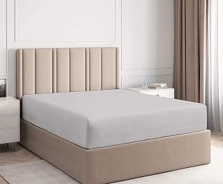 Silver King Size Fitted Sheet 100% Egyptian Cotton 8" Deep Pocket 76 x 80 Inches Fitted Sheet King Size Bed