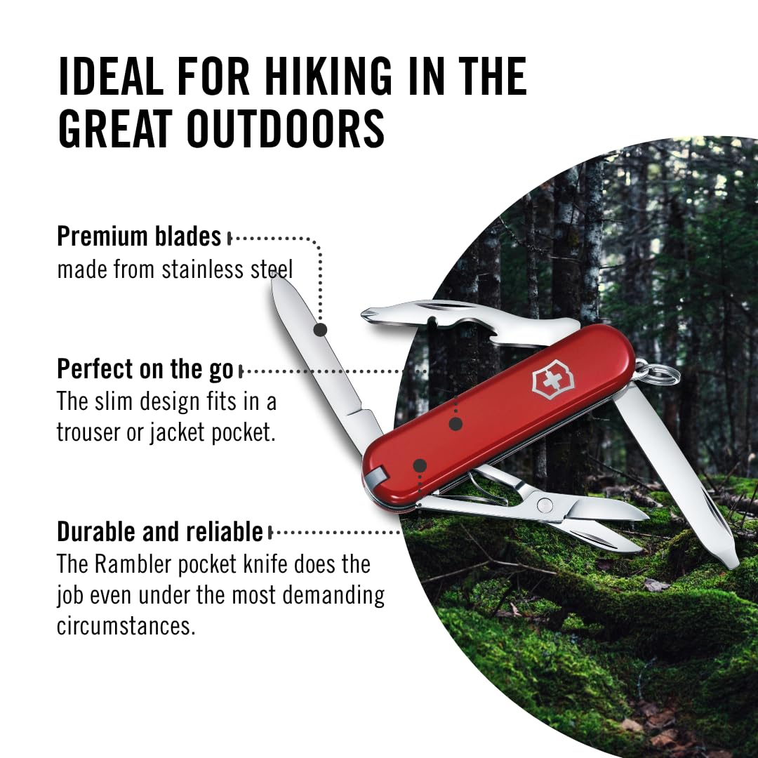 Rambler Swiss Army Knife by Victorinox – 58mm, Acrylonitrile Butadiene Styrene, Red, Model 0.6363