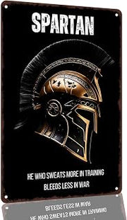 Spartan Warrior Motivational Quote Aluminum Wall Sign, 8 x 12 Inch