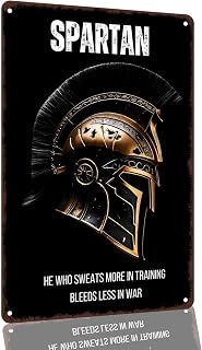 Spartan Warrior Motivational Quote Aluminum Wall Sign, 8 x 12 Inch