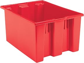 Akro-Mils 35230 Nest and Stack Plastic Storage Container and Distribution Tote, (23-1/2-Inch L x 19-1/2-Inch W x 13-Inch H), Red, (3-Pack)