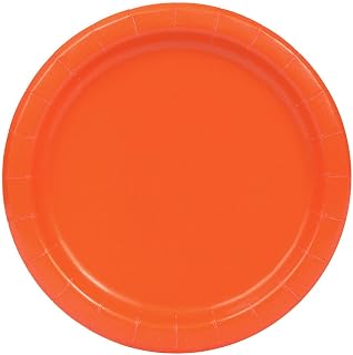 Unique Party Pumpkin Orange Round Disposable Paper Dinner Plates - 9'', 8 Pieces - Perfect for Parties, Weddings, Holidays & Events