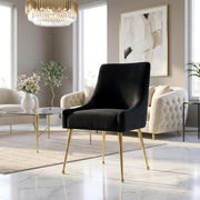 Velvet-Upholstered Side Chair with Gold Legs by Starlight Canyon Home – Velvet, Black