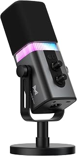 MAILANGSHI 192kHz/32-bit Dynamic Microphone for PC, USB/XLR Gaming Mic | 95dB SNR, Real-Time Monitoring, Touch Mute and RGB; Streaming Mic for Podcasters, Gamers and Content Creators