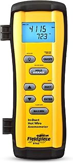 Fieldpiece STA2 in-Duct Hot Wire Anemometer for HVAC Airflow Measurement - CFM, Air Velocity & Temperature - 38" Telescoping Probe - Hands-Free Air Balancing Tool