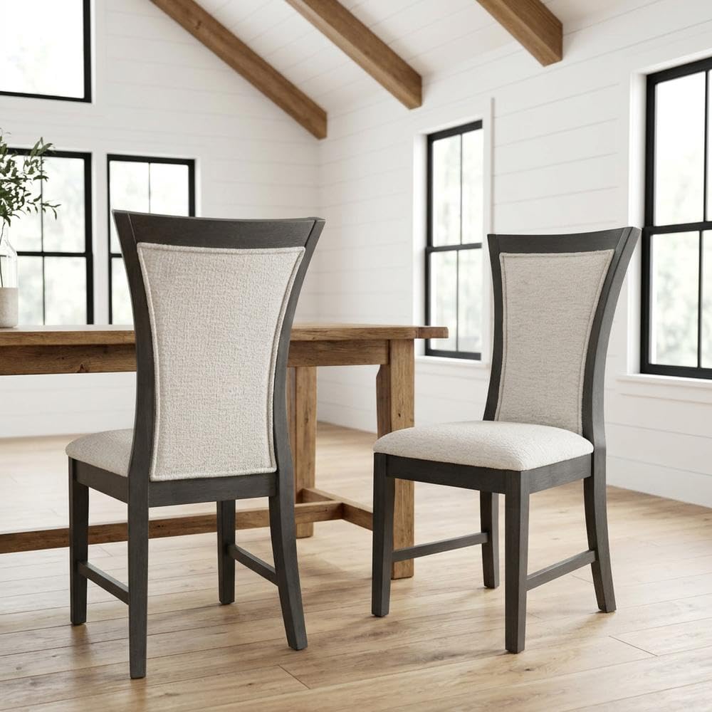 Rubberwood Dining Chair with Solid Wood Legs by Starlight Canyon Home – Wood, Grey, Pack of 2