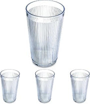 Carlisle FoodService Products Crystalon Stack-All Stackable Tumbler Plastic Tumbler with Ribbed Texture for Restaurants, Catering, Kitchens, Plastic, 12.5 Ounces, Clear (Pack of 4)